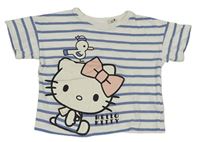 Bílo-modré pruhované oversize tričko s Hello Kitty H&M