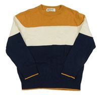Okrovo-smetanovo-tmavomodrý svetr H&M
