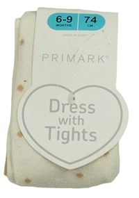 Nové - Smetanové puntíkaté punčocháče Primark