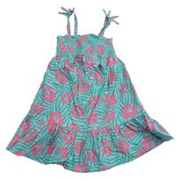 Zeleno-růžové květované lehké šaty Primark