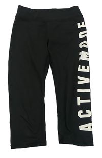 Černé sportovní crop legíny s nápisem H&M