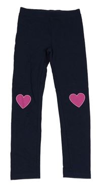 Tmavomodré silnější legíny se srdíčky kids