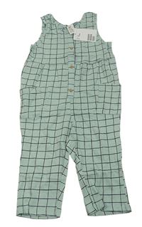 Mintovo-černý kostkovaný lehký kalhotový overal H&M