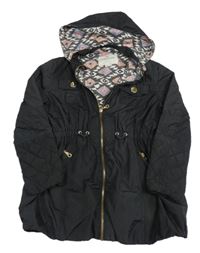 Černá šusťáková podzimní parka s kapucí River Island