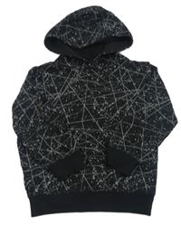 Černá vzorovaná mikina s kapucí Urban