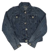 Tmavomodrá crop riflová bunda s kapsami Next