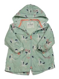 Mintová šusťáková jarní bunda s jednorožci a kapucí M&S