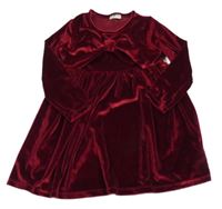 Rubínové sametové šaty s mašli F&F