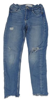 Modré skinny rifle s dírami Zara