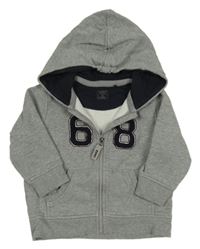 Šedá melírovaná propínací mikina s číslem a kapucí Esprit