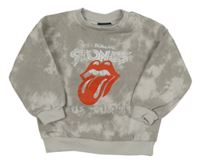 Šedá batikovaná mikina s potiskem - Rolling Stones 