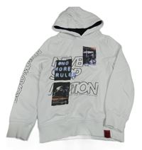 Bílá mikina s nápisem a obrázky a kapucí C&A