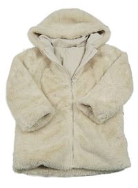 Smetanová kožešinová podšitá bunda s kapucí Dunnes Stores