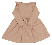 Světlerůžové žebrované šaty s volánky F&F