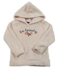 Světlerůžová plyšová mikina s nápisem a kapucí Liegelind