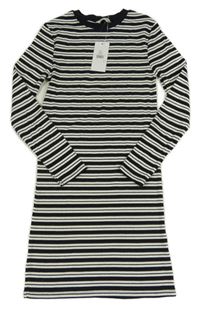Nové - černo-bílé pruhované žebrované šaty George