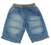 Modré riflové kraťasy s šedým úpletovým pasem George