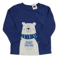 Nové - tmavomodrá fleecová mikina s medvědem dunnes