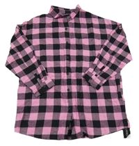 Nové - růžovo-černá kostkovaná halenka dunnes