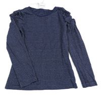 Tmavomodro-stříbrné pruhované triko Topolino