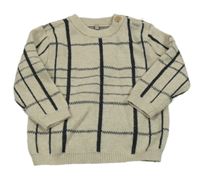 Béžovo-černý kostkovaný svetr Tu