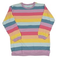 Barevné pruhované lehké teplákové šaty 