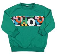 Zelená mikina s barevným pruhem shein