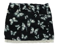 Černá manšestrová sukně s motýlky a krajkou H&M