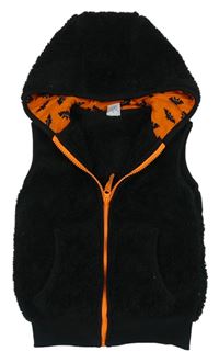 Černá chlupatá propínací vesta s kapucí Kiki&Koko