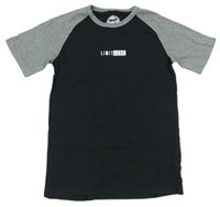 Černo-šedé tričko s nápisem Bluezoo