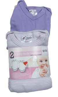 2set - Lila-bílé pruhované body + lila body 