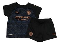 2set - Černo-tmavomodré vzorované sportovní tričko + kraťasy Puma