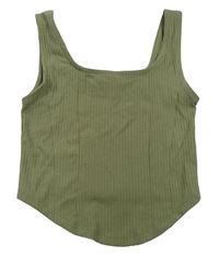 Khaki žebrovaný crop top New Look