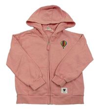 Růžová propínací mikina s nášivkou a kapucí H&M