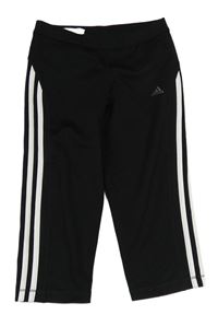 Černé crop sportovní legíny s pruhy Adidas