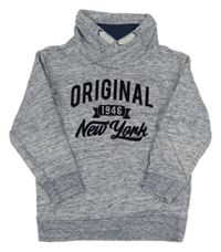 Světlemodrá melírovaná mikina s nápisem H&M