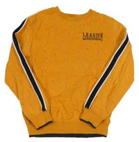 Oranžová vzorovaná mikina s nápisem