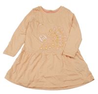 Oranžové šaty s pávem Lupilu