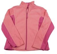 Růžová fleecová propínací mikina 