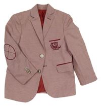 Červeno-bílé melírované společenské sako s výšivkou 