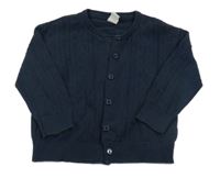 Tmavomodrý vzorovaný propínací svetr H&M