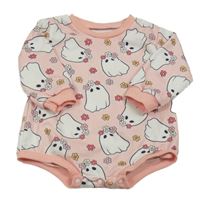 Růžové květované teplákové body s duchy 