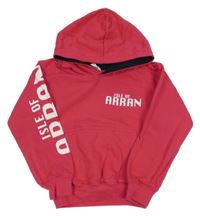 Fuchsiová mikina s nápisy a kapucí 