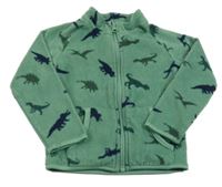 Zelená fleecová propínací mikina s diny Pocopiano