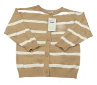 Nové - Béžovo-bílý pruhovaný propínací svetr Pep&Co