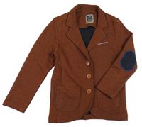 Oranžovo-černé pruhované teplákové slim fit sako 