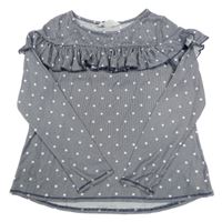 Modro-bílé pruhované puntíkaté triko s volánky H&M