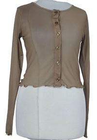 Dámské hnědé tylové crop propínací triko New Look 