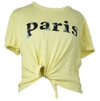 Dámské žluté crop tričko s nápisem H&M