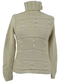 Dámský béžový vzorovaný vlněný svetr s rolákem 